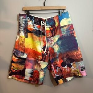 Billibong Board Shorts Men's Size 34 Tropical Surfboard Outdoors Beach Swim Surf